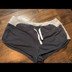 Mondetta Blue and gray cotton/spandex shorts with small zipper in back for a key